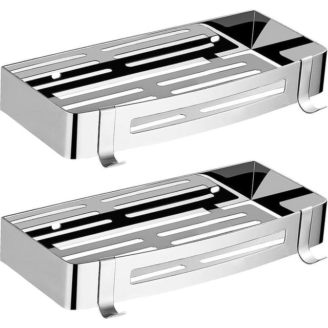 Organizador de baño con acabado mate, fabricado a mano con acero inoxidable 304 duradero para una fácil instalación y ahorro de espacio (plata)