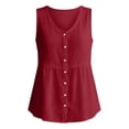 thumbnail image 4 of Linen Tank Tops for Women Sleeveless Button Front Loose Shirt Top Casual Lightweight V Neck Tank Size XL, 4 of 4