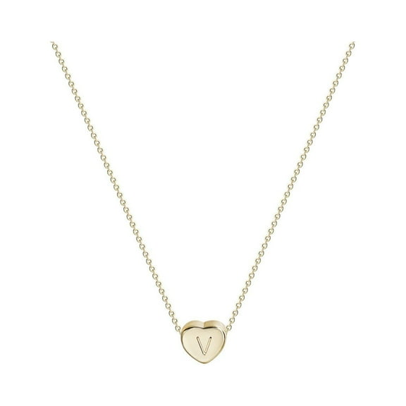 Guodhu Tiny Initial Heart Necklace- Gold Plated Dainty Letter Heart Necklace for Women Necklace Jewelry