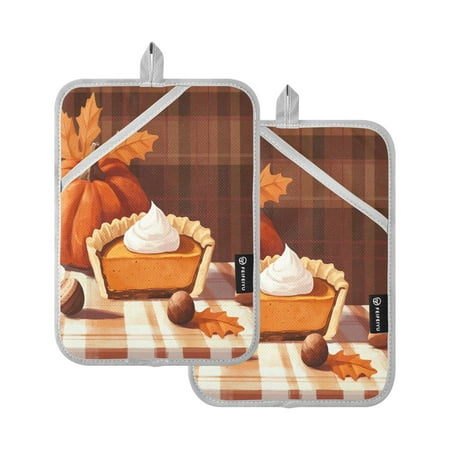 

Thanksgiving Cream Cake Set of 2 Heat-Resistant Quilted Pads Silver Polyester 7 x 9.8