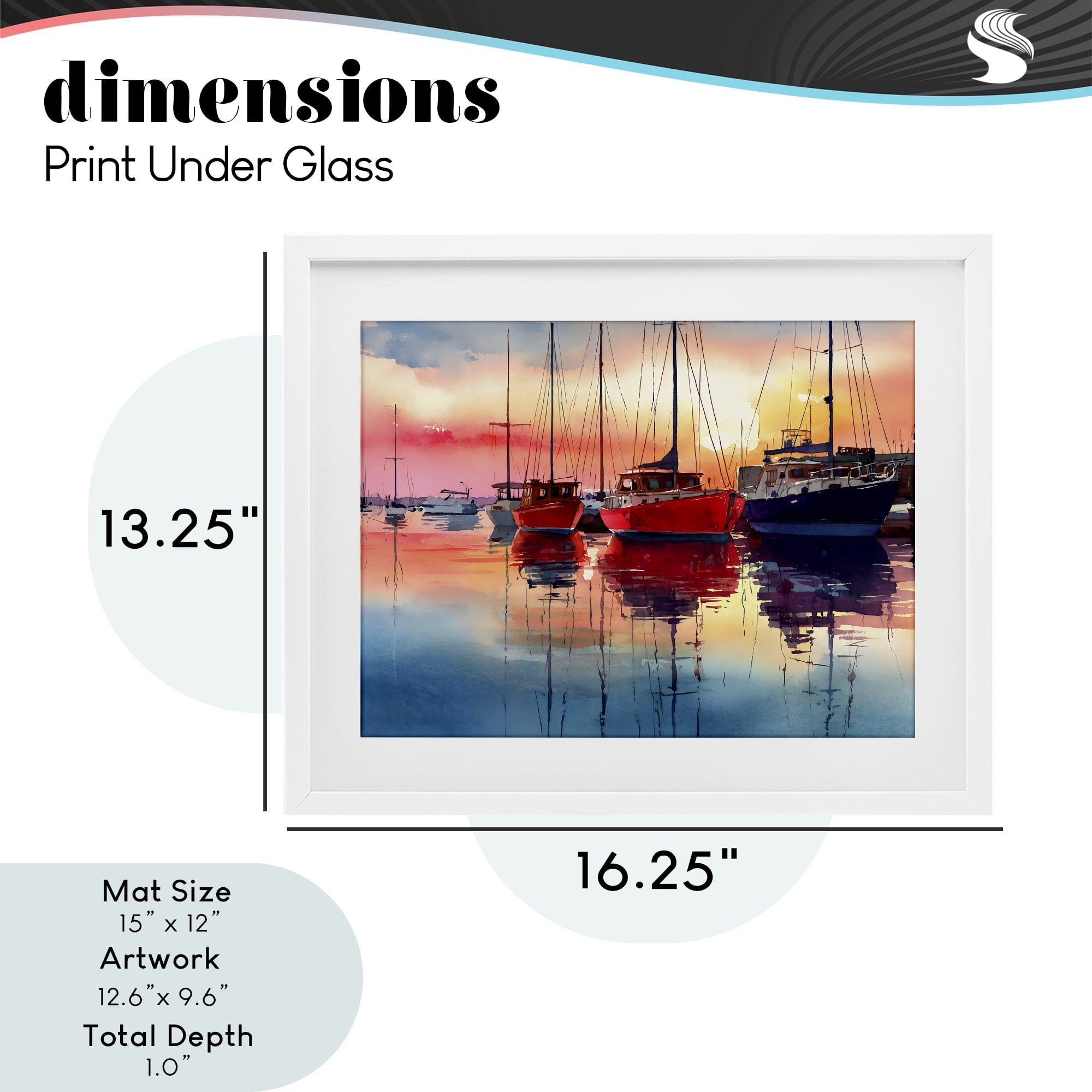 Stupell Industries Red & Blue Boats at Sunset White Framed Print Under Glass, design by Franklyn Gregory