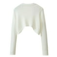 thumbnail image 3 of Vedolay Women Long Cardigan Open Front Cardigans Soft Draped Ruffle Shrugs White,One Size, 3 of 4
