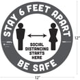 thumbnail image 2 of BeSafe Carpet Decals, Stay 6 Feet Apart; Be Safe, 12" Dia, White/Gray, 6/Pack, 2 of 8
