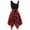 Red, variant on IROINNID Women's Sleeveless Prints Empire Dress Fashion Cold Shoulder Cross Lace Up Plaid Irregular Dress Off-The-Shoulder Knee-Length Dress