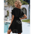 thumbnail image 4 of Women'S Swimsuit Cover Up Short Sleeve Loose Beachwear Deep V-Neck Beach Dress Black M, 4 of 8