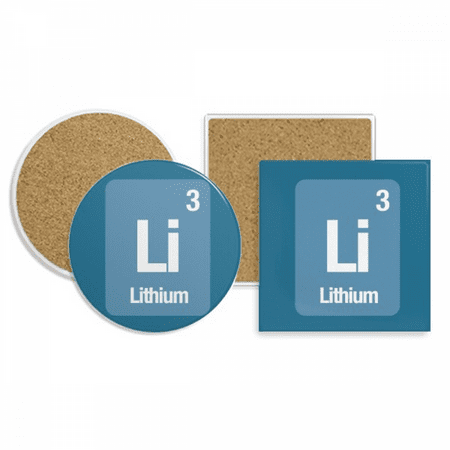 

Li Lithium Checal Element Science Coaster Cup Mug Holder Absorbent Stone Cork Base Set