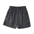 thumbnail image 4 of Boys Quick Dry Shorts Navy Girls Bermuda Shorts Knee Length Straight Leg Long Shorts Loose Casual Solid Drawstring Elastic Waist Short Pants, 4 of 4