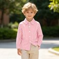 thumbnail image 6 of Girls Striped Long Sleeve Shirts Boys Button Down Formal Uniform Collared Shirt with Chest Pocket Spring Fall Clothing 6-7 Years, 6 of 7