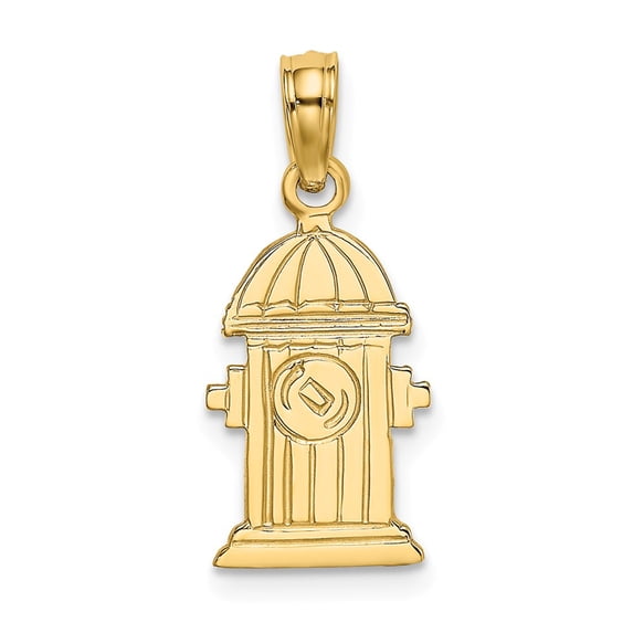 FB Jewels 14K Yellow Gold Fire Hydrant High Polish and Engraved Pendant