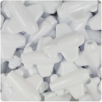 BeadTin White Opaque 25mm Airplane Pony Beads (24pcs)