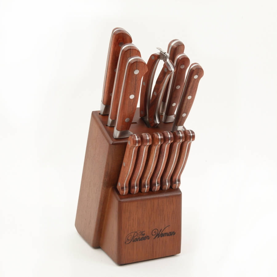 Kitchen Knives Pioneer Woman 14 pc Cutlery Wood Block Sharpener