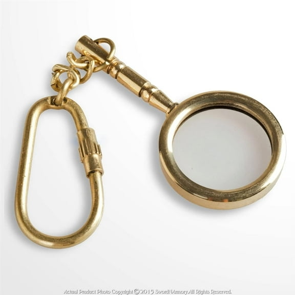 Nagina International Brass Metal Crafted Key Chains | Ship's Bell | Lantern | Magnifying Glass | Key Tags & Rings | Beautiful Tiny Gifts | Nautical Decor (Magnifying Glass)