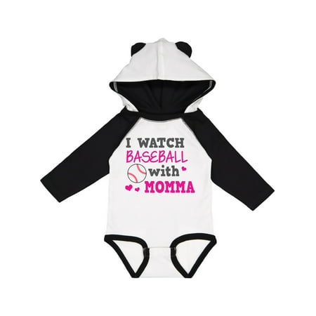 

Inktastic I Watch Baseball with My Momma Gift Baby Girl Long Sleeve Bodysuit