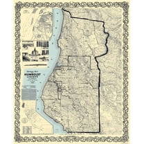 Historic County Map - Humboldt County California - Lentell 1898 - 23 x 28.19 - Vintage Wall Art