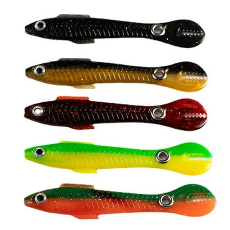 5Pcs 10cm 6g Soft Fishing Lures Bionic Loach Soft Bait Soft Paddle Tail Fishing Swimbaits Lures for Bass Trout