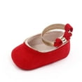 thumbnail image 4 of Dakaela Baby Girls Mary Jane Flats Infant Newborn Suede Walking Crib Shoes Ankle Strap Soft Sole Princess Wedding Dress Shoes Red, 4 of 5