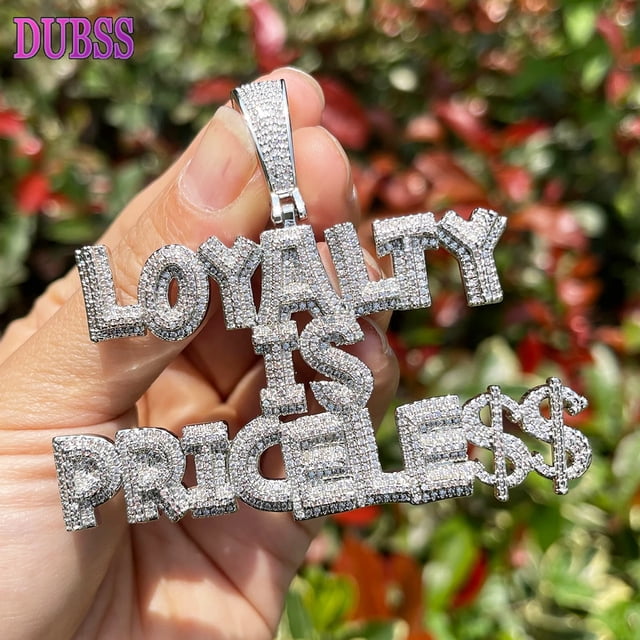 DUBSS Collier à Griffes pour Hommes Pendentif « Iced Out Loyalty Is Priceless » Bijoux Hip-Hop
