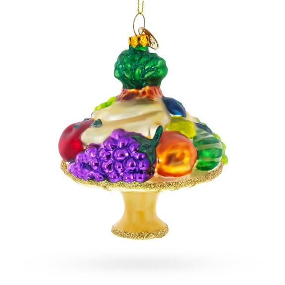 Sumptuous Fruit Platter Glass Christmas Ornament