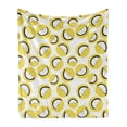 thumbnail image 1 of Lemons Soft Flannel Fleece Throw Blanket, Modern Repetitive of Doodle Style Citrus Slices in Circles, Cozy Plush for Indoor and Outdoor Use, 50" x 60", Mustard Charcoal Grey, by Ambesonne, 1 of 5