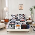 thumbnail image 2 of Manfei Boys Sport Fitted Sheet Full, Basketball Checkered Bed Set, Black Red 3pcs, 1 Fitted Sheet and 2 Pillowcases, 2 of 6