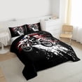 thumbnail image 3 of jejeloiu American Flag Print Queen Comforter Set,Vintage Dirt Bike Bedding Comforter Set For Boys Men Reversible 3 Pieces, 3 of 8