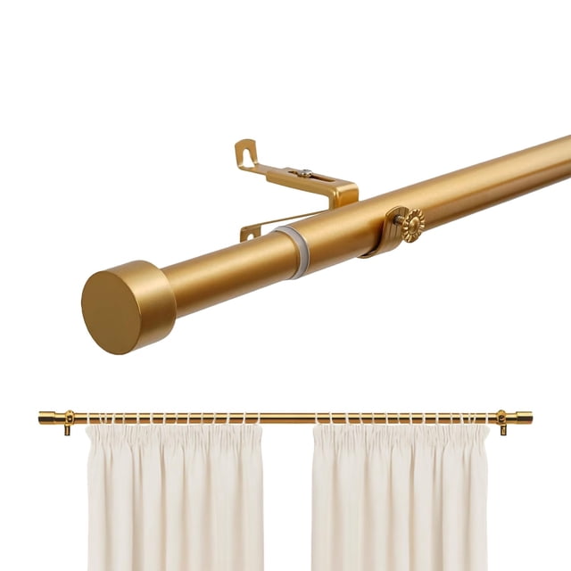 Barras de Cortina para Ventanas de 32 a 144 Pulgadas, Barra de Cortina con Tapas Decorativas, Juego de Barras de Cortina con Soportes, Estirable y Facil de instalar (32-144”) (dorado, 32-144