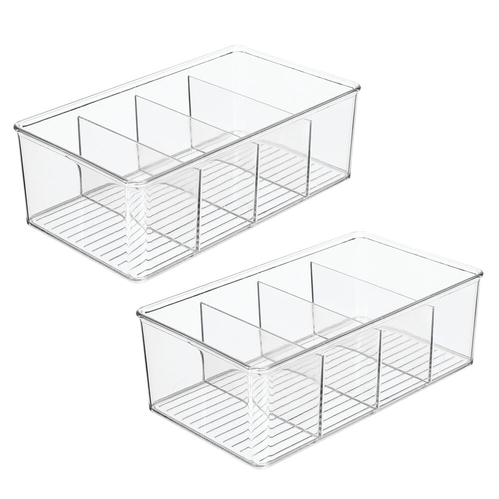 mDesign Plastic Kitchen Pantry Food Storage Organizer Bin, 2 Pack Clear