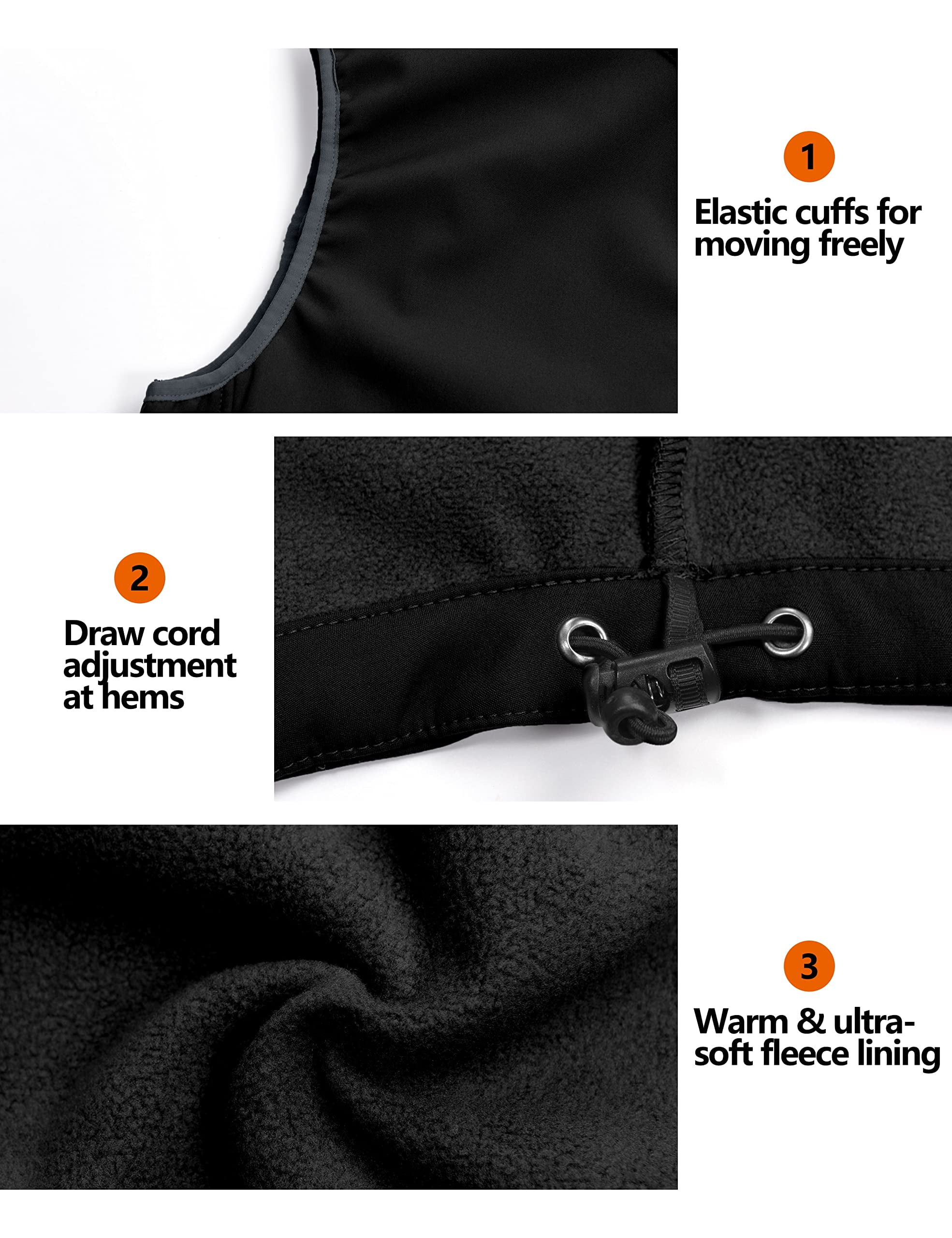Little Donkey Andy Women's Windproof Sleeveless Jacket for Hiking Travel Golf Lightweight Fleece lined Softshell Vest Black XS