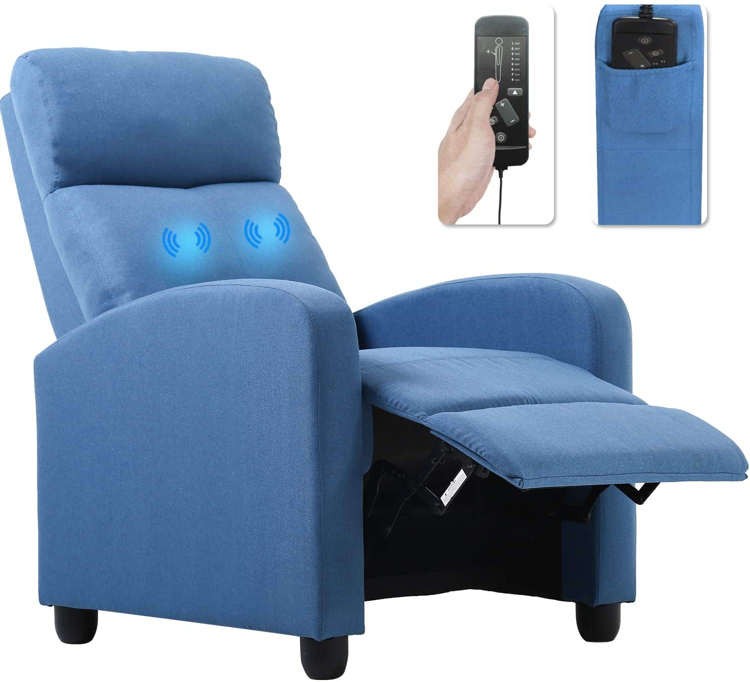 Push Back Recliner Chair Accent Single Sofa Reclining Lounge Arm Chair Club Seat 