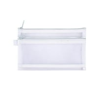 JWshufel Large Capacity Transparent Mesh Pen Bag Double Compartment Portable Zipper Pouch Nylon Mesh Pencil Case Long Lasting Organizer for Stationery Cosmetics Toiletries Travel Use