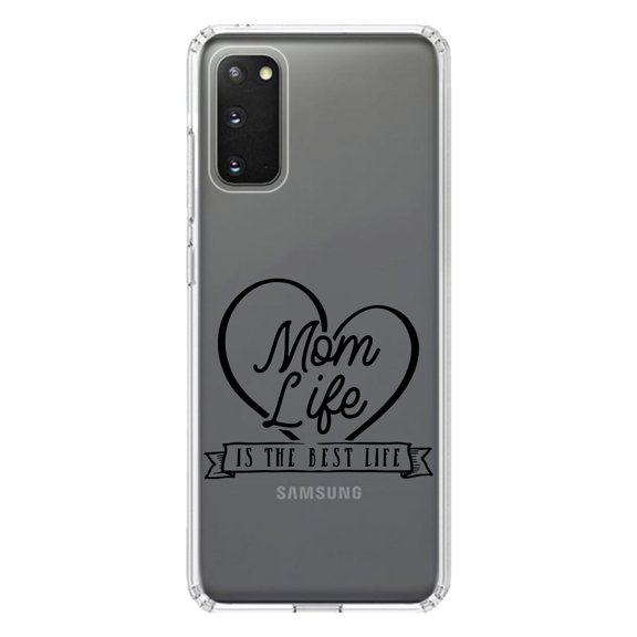 DistinctInk Clear Shockproof Hybrid Case for Galaxy S20 PLUS / 5G (6.7" Screen) - TPU Bumper Acrylic Back Tempered Glass Screen Protector - Mom Life is the Best Life