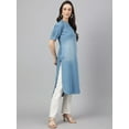 thumbnail image 6 of Janasya Indian Women's Light Blue Denim Solid High Low Kurta, 6 of 8