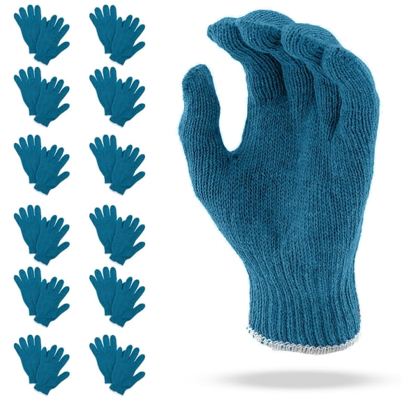 Gray Knit Gloves for Men 10" Washable Cotton Work Gloves with Elastic Knit Wrist 10 Oz. Pack of 12