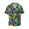 thumbnail image 2 of Lsque Watercolor Cactuses print Men's Cuban Collar Short Sleeve Shirt Summer Beachwear Casual Button Down Fashionable Vacation Leisure Shirt-4X-Large, 2 of 7
