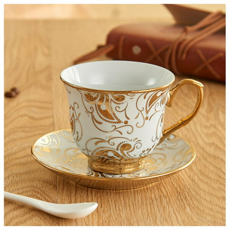 

European Porcelain Coffee Cup and Saucer Set Classic Ceramic Tea Cup Espresso Cup Milk Cup Fashion Home Decoration Accessories