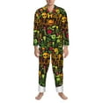 thumbnail image 3 of Sikiie Happy Halloween Floral Mens Pajama Set, Soft Warm Long Sleeve Sleepwear, Cozy Button-Down Pjs for Men-, 3 of 7