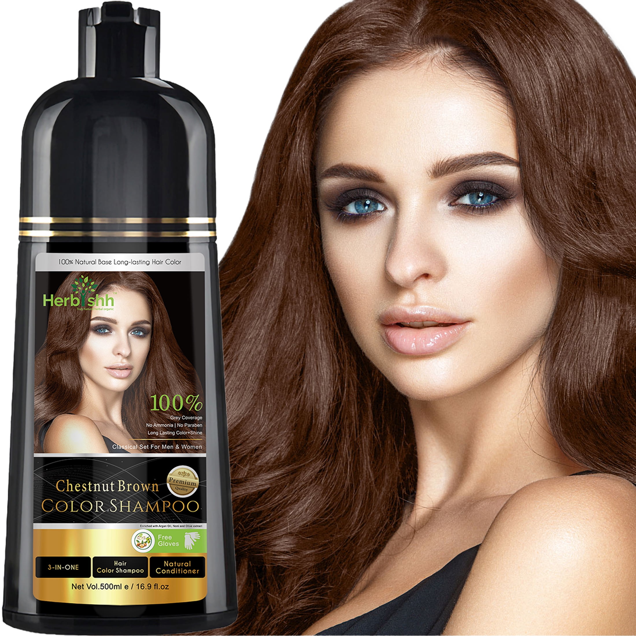 Mindful græs Tilføj til Herbishh Hair Color Shampoo for Grey Hair -Dye Shampoo– 500ml (Chestnut  Brown) - Walmart.com