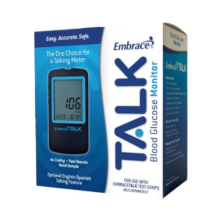 Embrace Blood Glucose Meter 6 Second Results Stores Up To 300 Results with Date and Time No Coding Required - APX03AB0300