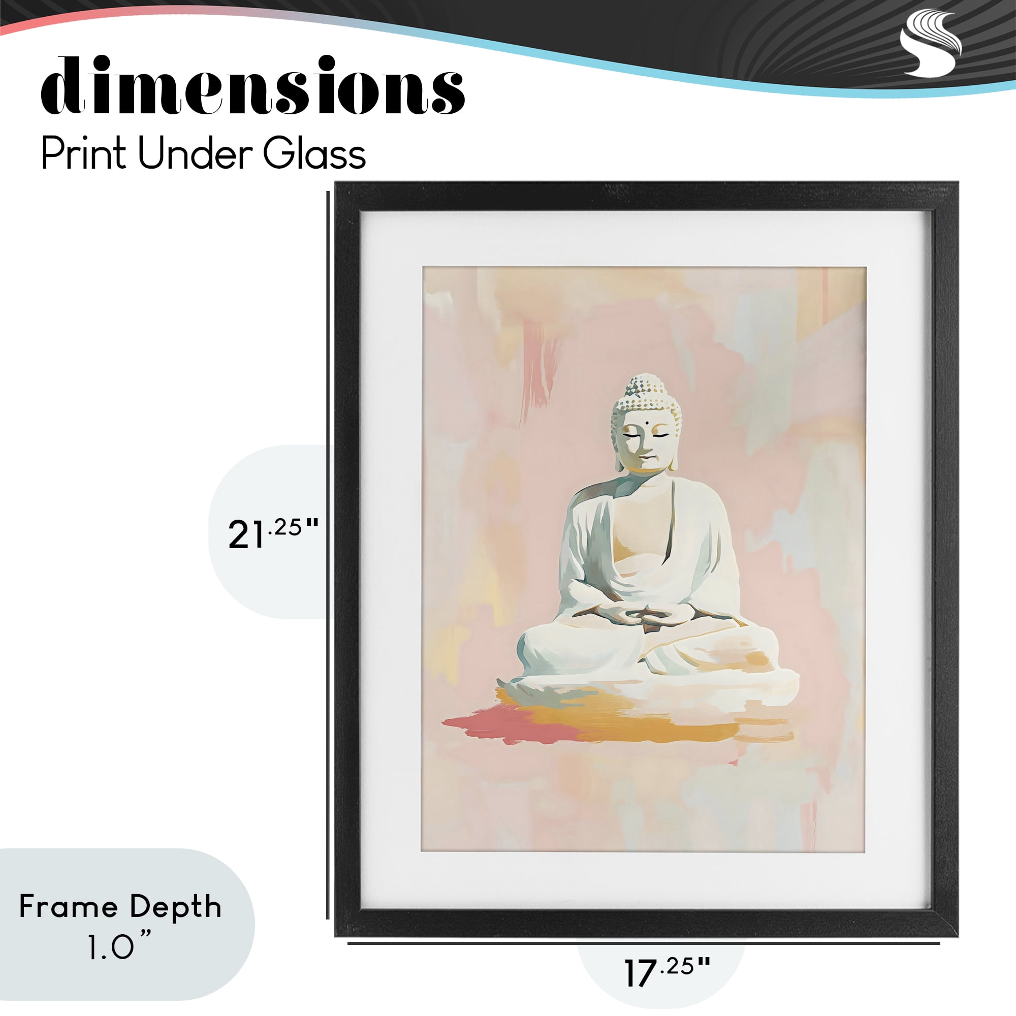 Stupell Industries Pastel Buddha In Quiet Meditation Black Framed Print Under Glass, design by The Prints Vibe