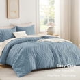 thumbnail image 3 of Greyish Blue Comforter Set Full Size, Boho Soft Warm Tufted Bedding Comforter Sets for Full Size Bed, 3 Pieces Aesthetic Chevron Farmhouse Cute Bohemian Textured Bed Set, 3 of 7