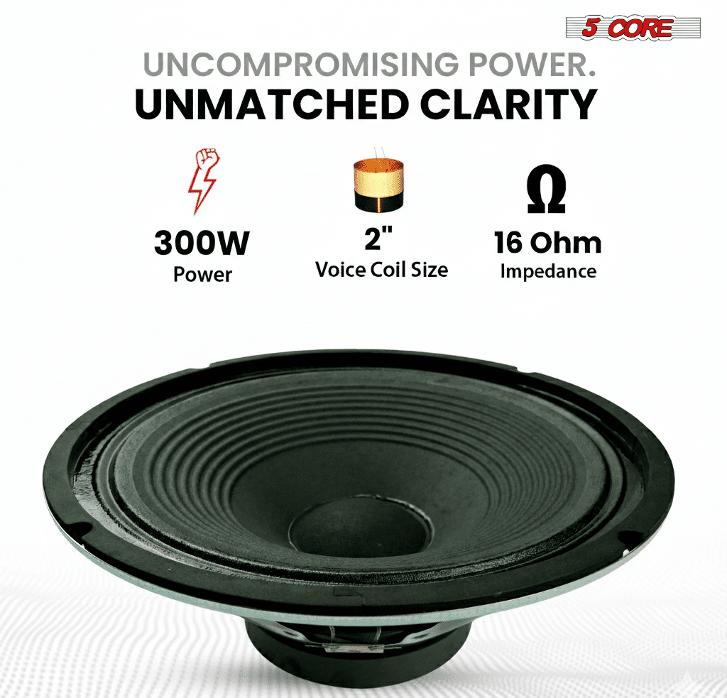 12 Inch Guitar Speaker 300W Peak Power, 8 Ohm / 16 Ohm Impedance, 40Oz Magnet, 2" Voice Coil, 89dB Sensitivity, 40Hz-3.5kHz Frequency Response, for Guitar Amplifier Cabinets, Combo Amps, and Replacem
