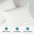 thumbnail image 2 of WelHome 100% Cotton Twin Sheets Set, 3 Piece White Bed Sheets Set with HeiQ Fresh, Percale Weave, Hotel Luxury, Ultra Soft Sheets Set with Pillowcases, 2 of 7