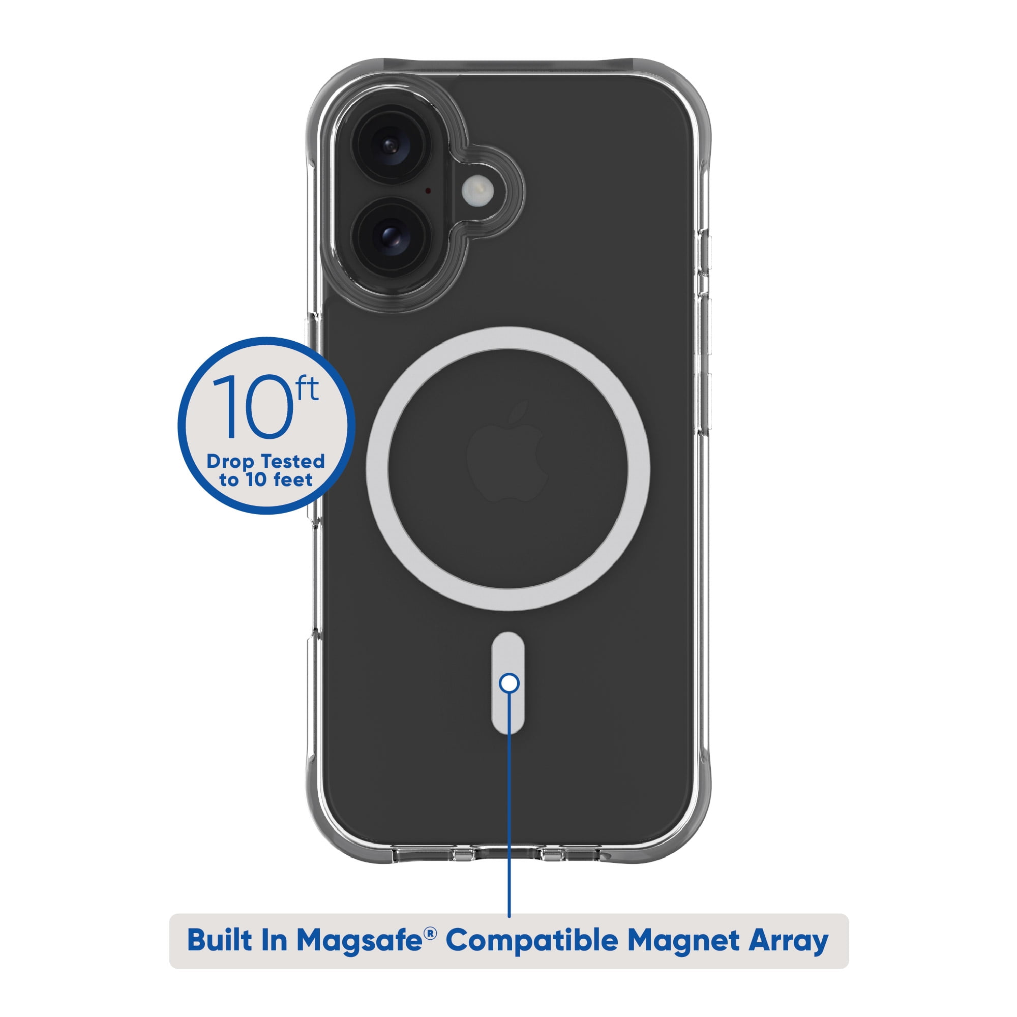 onn. MagSafe Compatible Phone Case for iPhone 16 - Clear