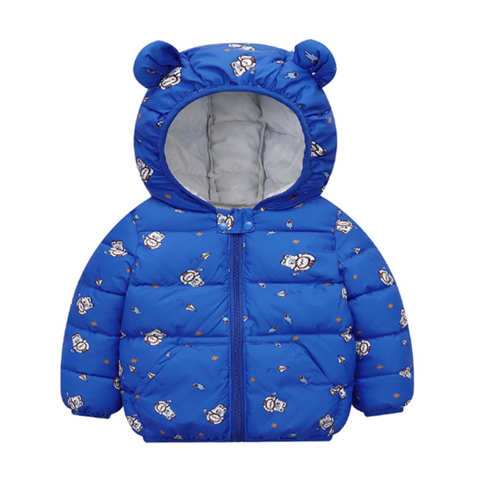 ZCFZJW Winter Coats for Kids Toddler Cotton Down Coat Cute Hoodie Cute Teddy Bear Sherpa Light Jacket Baby Boys Girls(Dark Blue,2-3 Years) - Walmart.com