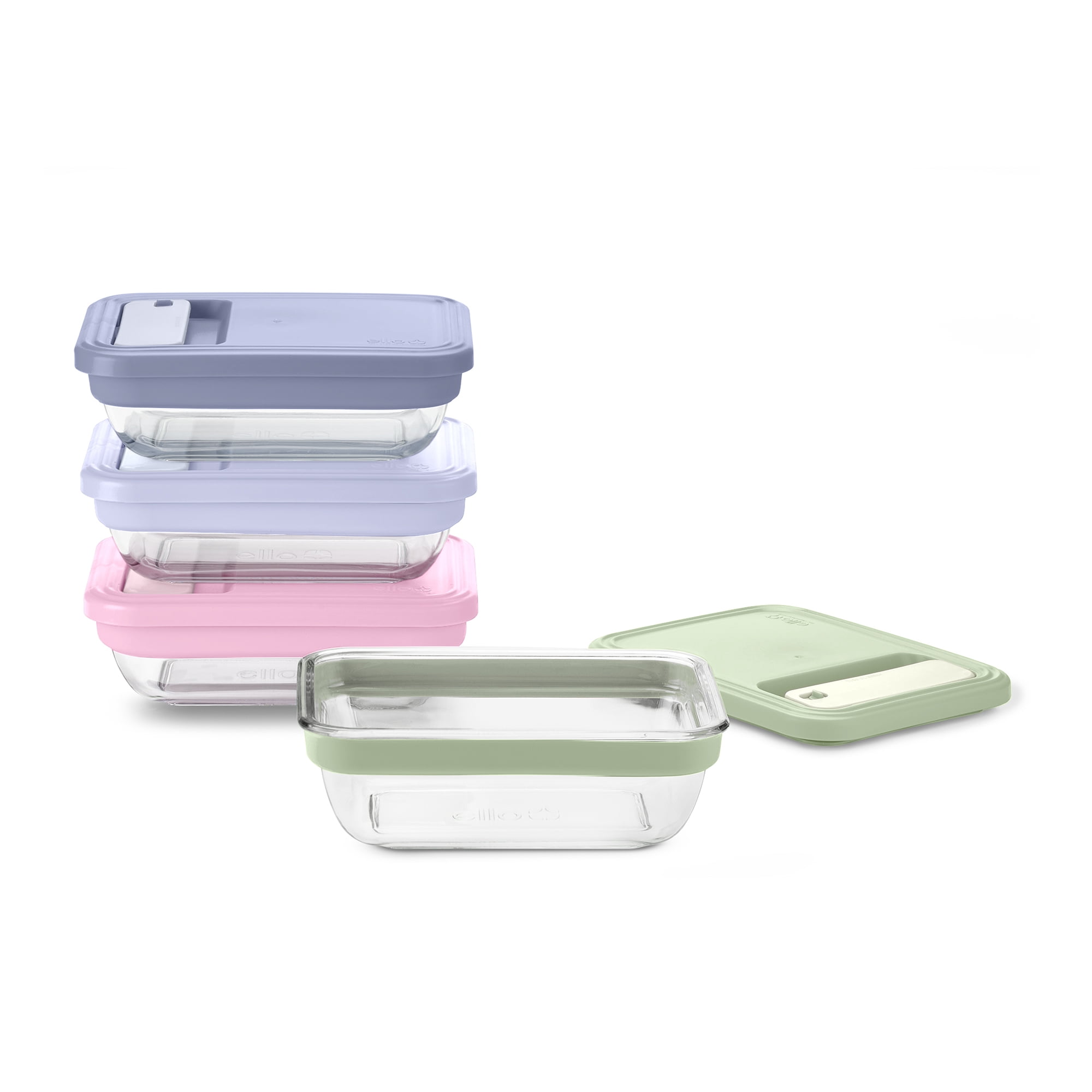 Ello Fresh Stack Glass 3.7cup 8piece Meal Prep Set, Designed to Help with Everyday Organization, and Meal Preparation