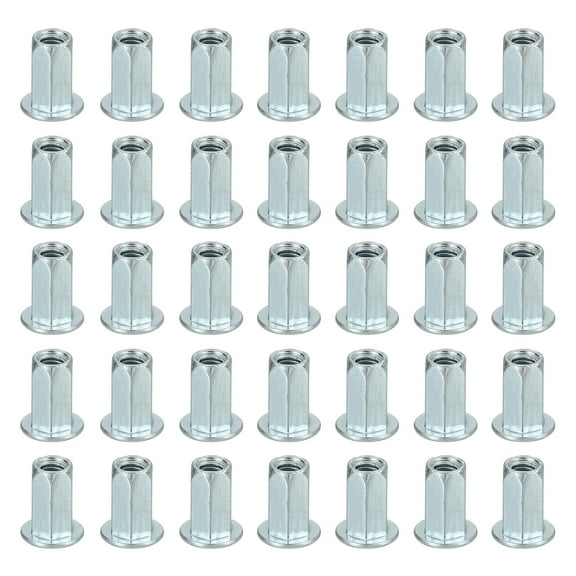 40Pcs M4 x 11mm Rivet Nut Thread Hexagonal Carbon Steel Nuts White Zinc-Plate