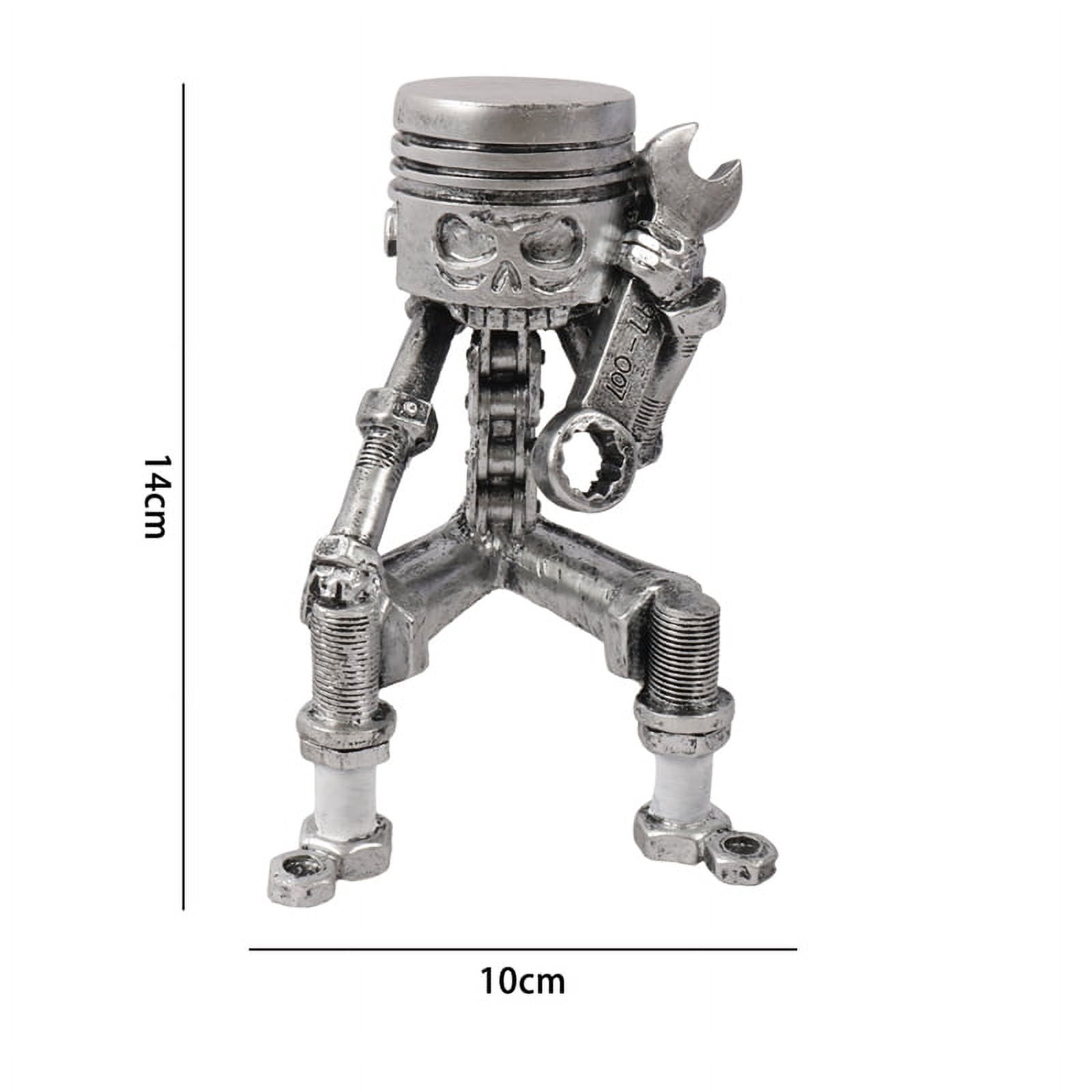 Handmade Piston Man Skull Face Art Figurine Carved Skeleton Face