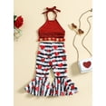 thumbnail image 3 of Arvbitana Baby Girls Valentine's Day Outfits Solid Color Ribbed Lacing Tasseled Vest + Heart Print Flare Pants Summer Casual Sweet for Infant 2Pcs 3-24M, 3 of 9