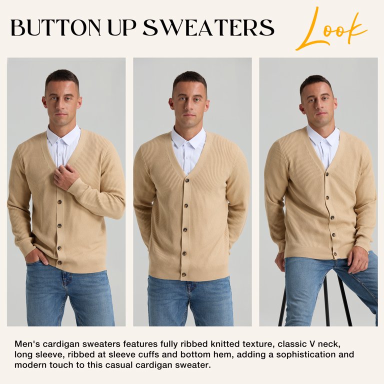 Iceglad Men's V-Neck Cable Knit Cardigan photo 5