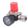 thumbnail image 1 of Air Gauge Regulator, 4 Way Valve 0-180 PSI European Style for Pneumatic Tools, Plastic Adjusting Knob, Easy Pressure Modulation, 1 of 7